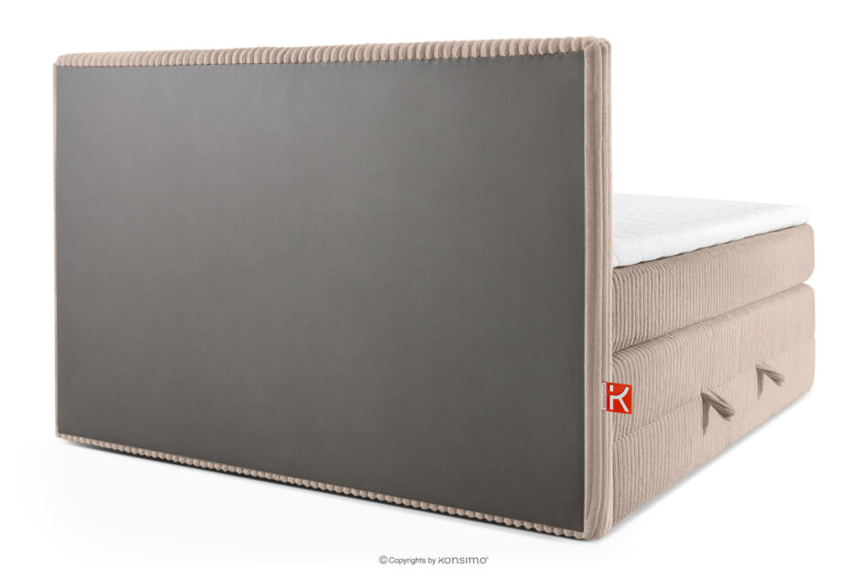 STRIX PRO Łóżko kontynentalne średniotwarde 180 cm podwójny materac + topper HR tkanina sztruks taupe taupe - zdjęcie 6