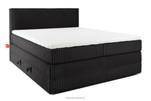 STRIX PRO, https://konsimo.pl/kolekcja/strix-pro/ Łóżko kontynentalne średniotwarde 180 cm podwójny materac + topper Visco tkanina sztruks czarny czarny - zdjęcie