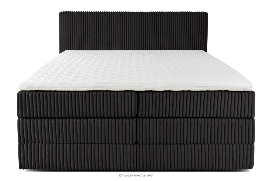 STRIX PRO Łóżko kontynentalne średniotwarde 180 cm podwójny materac + topper Visco tkanina sztruks czarny czarny - zdjęcie 4