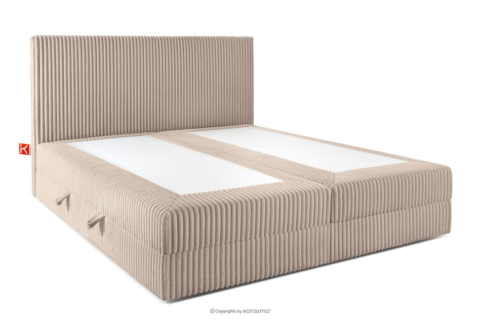 STRIX PRO Łóżko kontynentalne twarde 180 cm podwójny materac + topper HR tkanina sztruks taupe taupe - zdjęcie 3