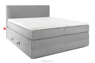 STRIX PRO, https://konsimo.pl/kolekcja/strix-pro/ Łóżko kontynentalne twarde 180 cm podwójny materac + topper Visco tkanina sztruks jasny szary jasny szary - zdjęcie