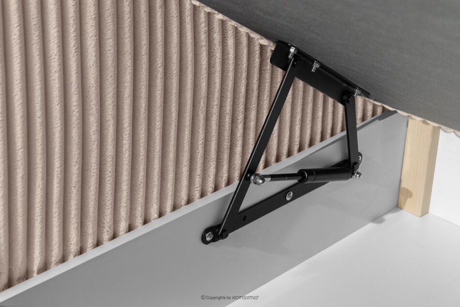 STRIX PRO Łóżko kontynentalne twarde 180 cm podwójny materac + topper Visco tkanina sztruks taupe taupe - zdjęcie 14