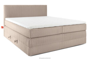 STRIX PRO, https://konsimo.pl/kolekcja/strix-pro/ Łóżko kontynentalne średniotwarde 200 cm podwójny materac + topper HR tkanina sztruks taupe taupe - zdjęcie