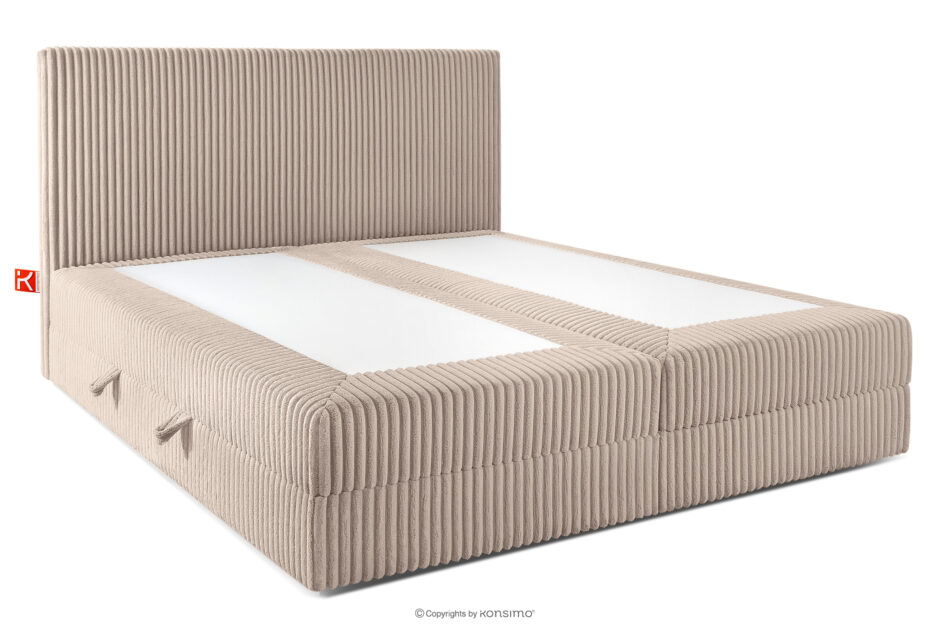 STRIX PRO Łóżko kontynentalne średniotwarde 200 cm podwójny materac + topper HR tkanina sztruks taupe taupe - zdjęcie 3