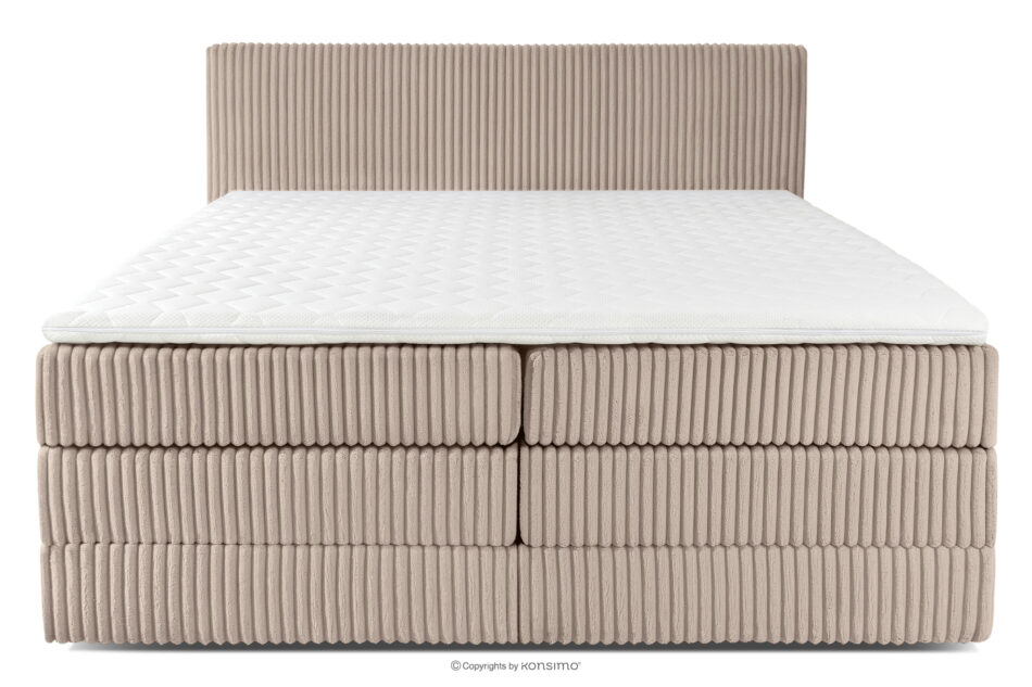 STRIX PRO Łóżko kontynentalne średniotwarde 200 cm podwójny materac + topper Visco tkanina sztruks taupe taupe - zdjęcie 4