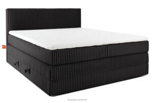 STRIX PRO, https://konsimo.pl/kolekcja/strix-pro/ Łóżko kontynentalne twarde 200 cm podwójny materac + topper HR tkanina sztruks czarny czarny - zdjęcie