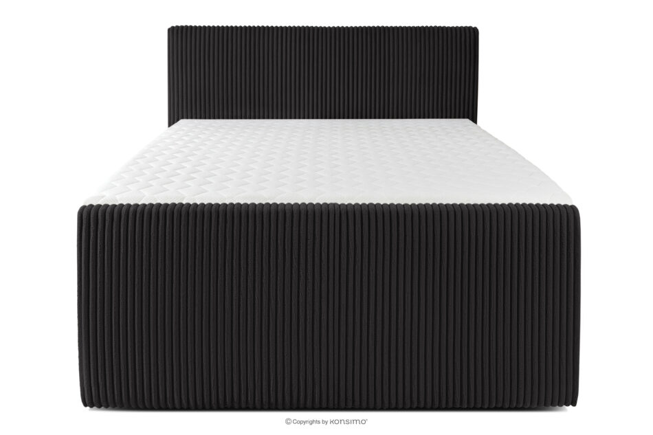 STRIX PRO+ Łóżko kontynentalne dwuosobowe średniotwarde 140 cm podwójny materac + topper HR tkanina sztruks czarny czarny - zdjęcie 4