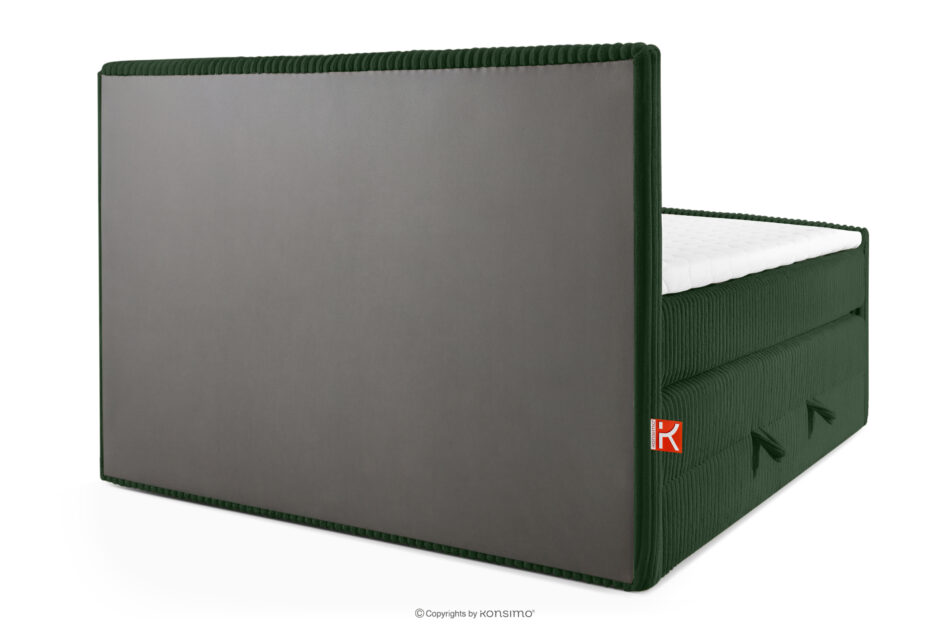 STRIX PRO+ Łóżko kontynentalne dwuosobowe średniotwarde 140 cm podwójny materac + topper HR tkanina sztruks ciemny zielony ciemny zielony - zdjęcie 6