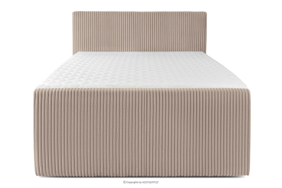 STRIX PRO+ Łóżko kontynentalne dwuosobowe średniotwarde 140 cm podwójny materac + topper HR tkanina sztruks taupe taupe - zdjęcie 4