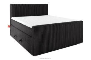 STRIX PRO+, https://konsimo.pl/kolekcja/strix-pro-2/ Łóżko kontynentalne dwuosobowe średniotwarde 140 cm podwójny materac + topper Visco tkanina sztruks czarny czarny - zdjęcie
