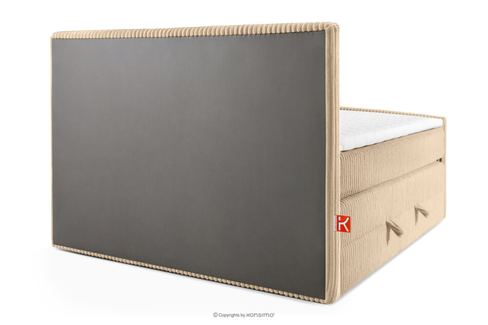 STRIX PRO+ Łóżko kontynentalne dwuosobowe średniotwarde 140 cm podwójny materac + topper Visco tkanina sztruks piaskowy piaskowy - zdjęcie 6