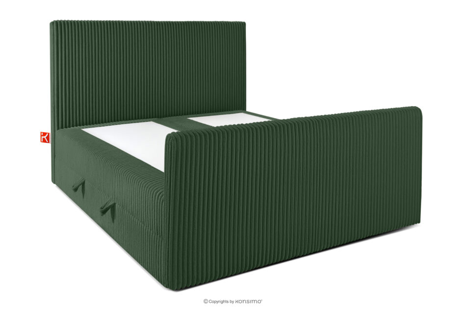 STRIX PRO+ Łóżko kontynentalne dwuosobowe twarde 140 cm podwójny materac + topper HR tkanina sztruks ciemny zielony ciemny zielony - zdjęcie 3