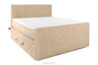 Łóżko kontynentalne dwuosobowe twarde 140 cm podwójny materac + topper HR tkanina sztruks piaskowy