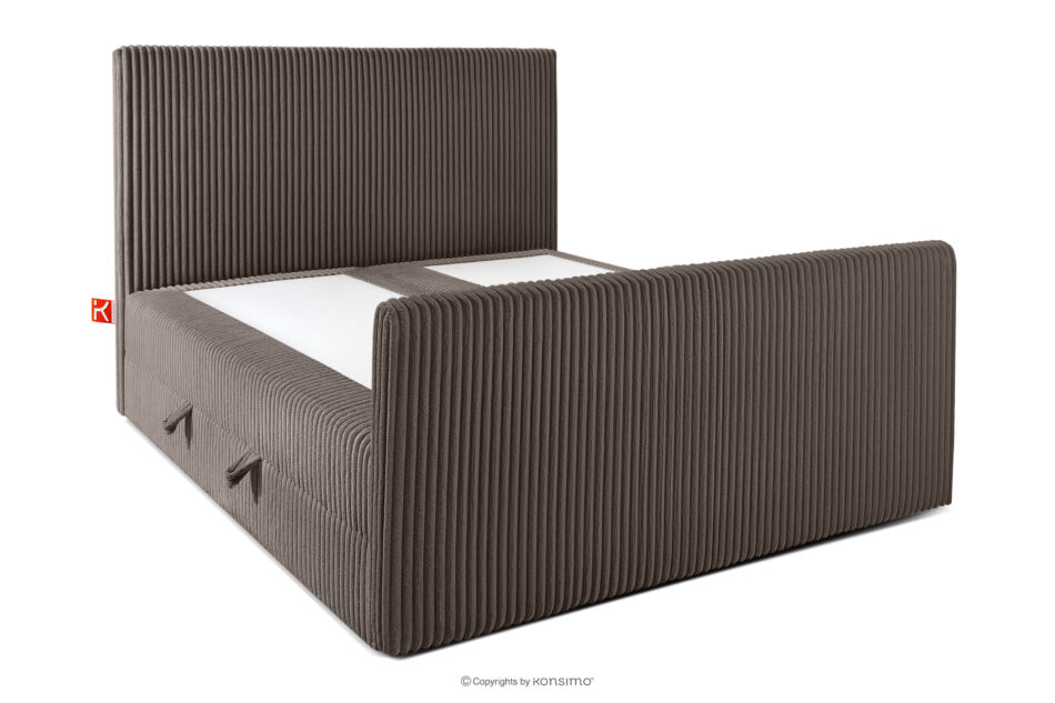 STRIX PRO+ Łóżko kontynentalne dwuosobowe twarde 140 cm podwójny materac + topper HR tkanina sztruks brązowy brązowy - zdjęcie 3
