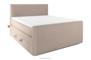 STRIX PRO+, https://konsimo.pl/kolekcja/strix-pro-2/ Łóżko kontynentalne dwuosobowe twarde 140 cm podwójny materac + topper HR tkanina sztruks taupe taupe - zdjęcie