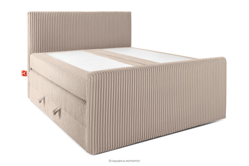 STRIX PRO+ Łóżko kontynentalne dwuosobowe twarde 140 cm podwójny materac + topper HR tkanina sztruks taupe taupe - zdjęcie 2