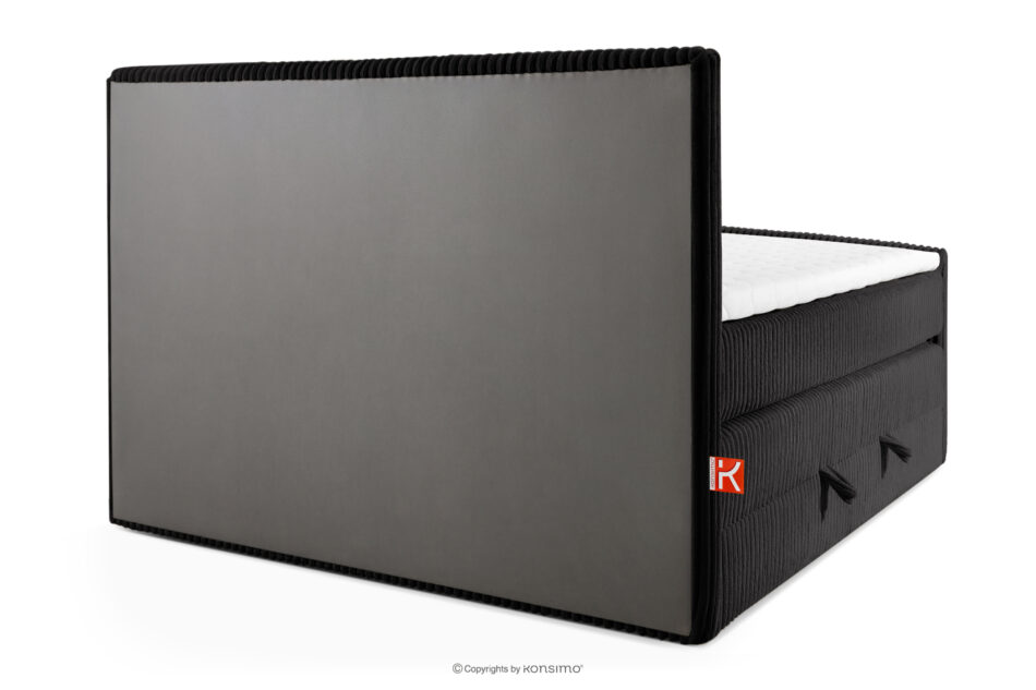 STRIX PRO+ Łóżko kontynentalne dwuosobowe twarde 140 cm podwójny materac + topper Visco tkanina sztruks czarny czarny - zdjęcie 6