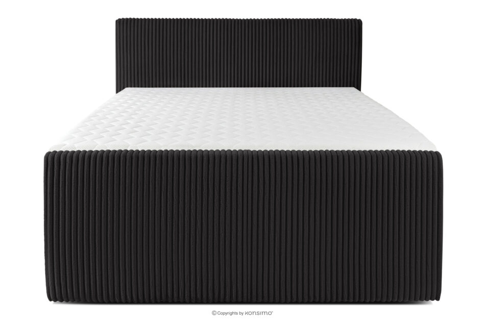 STRIX PRO+ Łóżko kontynentalne dwuosobowe średniotwarde 160 cm podwójny materac + topper HR tkanina sztruks czarny czarny - zdjęcie 4