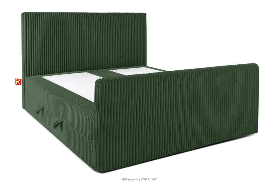 STRIX PRO+ Łóżko kontynentalne dwuosobowe średniotwarde 160 cm podwójny materac + topper HR tkanina sztruks ciemny zielony ciemny zielony - zdjęcie 3