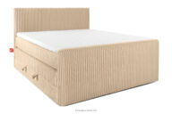 Łóżko kontynentalne dwuosobowe średniotwarde 160 cm podwójny materac + topper Visco tkanina sztruks piaskowy