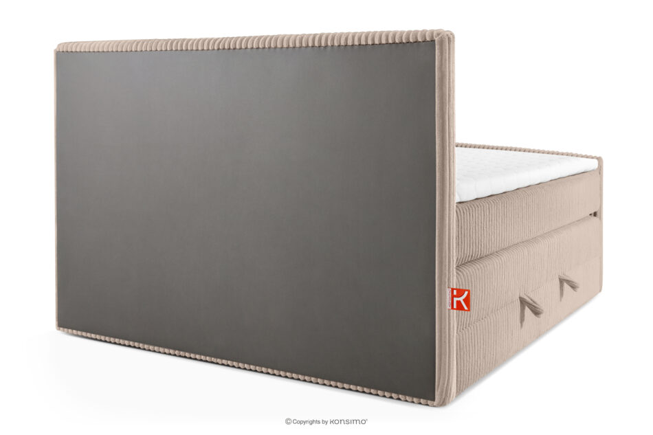 STRIX PRO+ Łóżko kontynentalne dwuosobowe średniotwarde 160 cm podwójny materac + topper Visco tkanina sztruks taupe taupe - zdjęcie 6