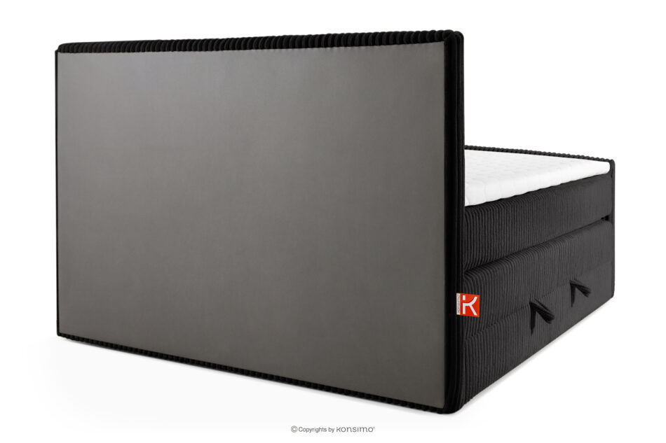 STRIX PRO+ Łóżko kontynentalne dwuosobowe twarde 160 cm podwójny materac + topper HR tkanina sztruks czarny czarny - zdjęcie 6