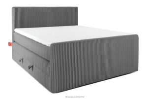 STRIX PRO+, https://konsimo.pl/kolekcja/strix-pro-2/ Łóżko kontynentalne dwuosobowe twarde 160 cm podwójny materac + topper HR tkanina sztruks szary szary - zdjęcie