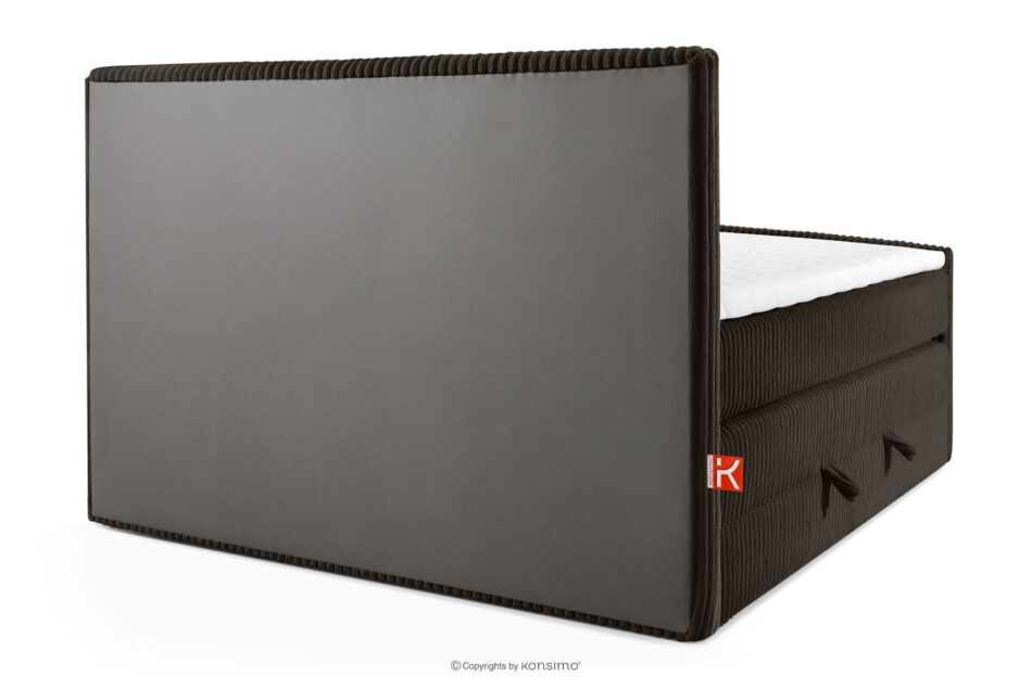 STRIX PRO+ Łóżko kontynentalne dwuosobowe twarde 160 cm podwójny materac + topper HR tkanina sztruks ciemny brązowy ciemny brązowy - zdjęcie 6