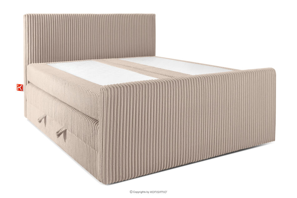 STRIX PRO+ Łóżko kontynentalne dwuosobowe twarde 160 cm podwójny materac + topper HR tkanina sztruks taupe taupe - zdjęcie 2
