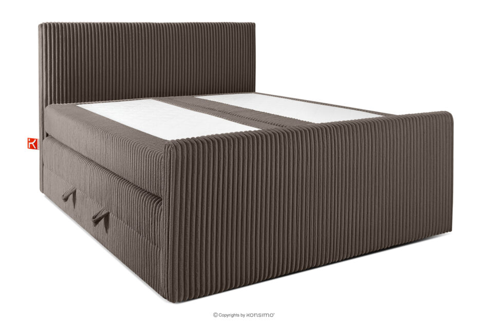 STRIX PRO+ Łóżko kontynentalne dwuosobowe twarde 160 cm podwójny materac + topper Visco tkanina sztruks brązowy brązowy - zdjęcie 2