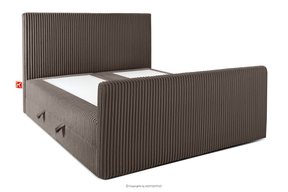 STRIX PRO+ Łóżko kontynentalne dwuosobowe twarde 160 cm podwójny materac + topper Visco tkanina sztruks brązowy brązowy - zdjęcie 3