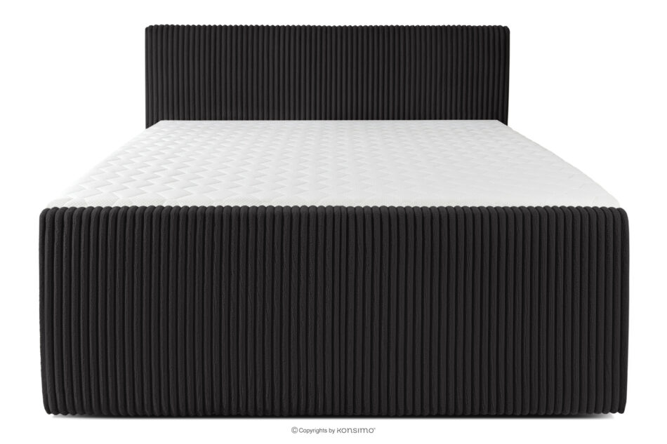 STRIX PRO+ Łóżko kontynentalne dwuosobowe średniotwarde 180 cm podwójny materac + topper HR tkanina sztruks czarny czarny - zdjęcie 4