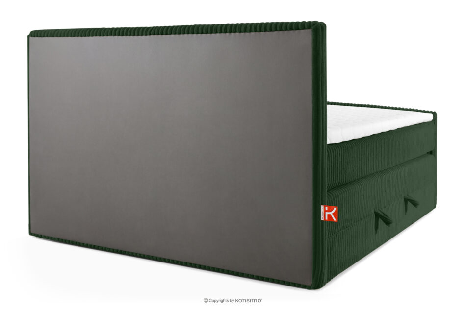 STRIX PRO+ Łóżko kontynentalne dwuosobowe średniotwarde 180 cm podwójny materac + topper HR tkanina sztruks ciemny zielony ciemny zielony - zdjęcie 6