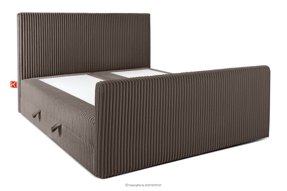 STRIX PRO+ Łóżko kontynentalne dwuosobowe średniotwarde 180 cm podwójny materac + topper HR tkanina sztruks brązowy brązowy - zdjęcie 3