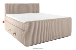 STRIX PRO+, https://konsimo.pl/kolekcja/strix-pro-2/ Łóżko kontynentalne dwuosobowe średniotwarde 180 cm podwójny materac + topper HR tkanina sztruks taupe taupe - zdjęcie