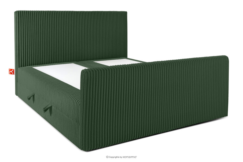 STRIX PRO+ Łóżko kontynentalne dwuosobowe średniotwarde 180 cm podwójny materac + topper Visco tkanina sztruks ciemny zielony ciemny zielony - zdjęcie 3
