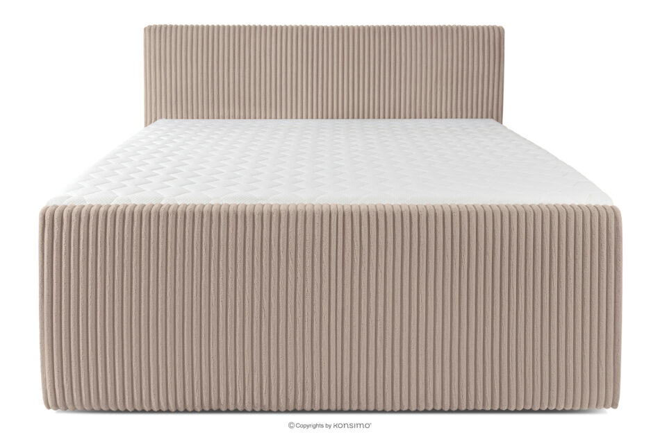 STRIX PRO+ Łóżko kontynentalne dwuosobowe twarde 180 cm podwójny materac + topper HR tkanina sztruks taupe taupe - zdjęcie 4