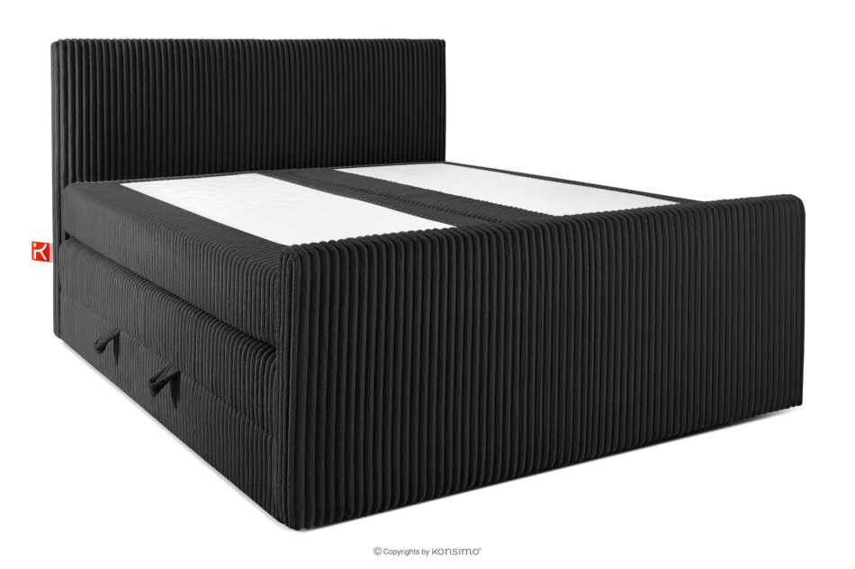 STRIX PRO+ Łóżko kontynentalne dwuosobowe twarde 180 cm podwójny materac + topper Visco tkanina sztruks czarny czarny - zdjęcie 2