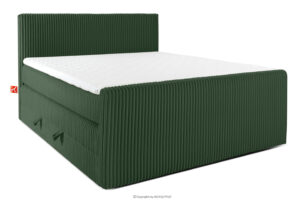 STRIX PRO+, https://konsimo.pl/kolekcja/strix-pro-2/ Łóżko kontynentalne dwuosobowe twarde 180 cm podwójny materac + topper Visco tkanina sztruks ciemny zielony ciemny zielony - zdjęcie