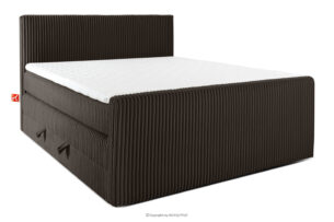 STRIX PRO+, https://konsimo.pl/kolekcja/strix-pro-2/ Łóżko kontynentalne dwuosobowe twarde 180 cm podwójny materac + topper Visco tkanina sztruks ciemny brązowy ciemny brązowy - zdjęcie