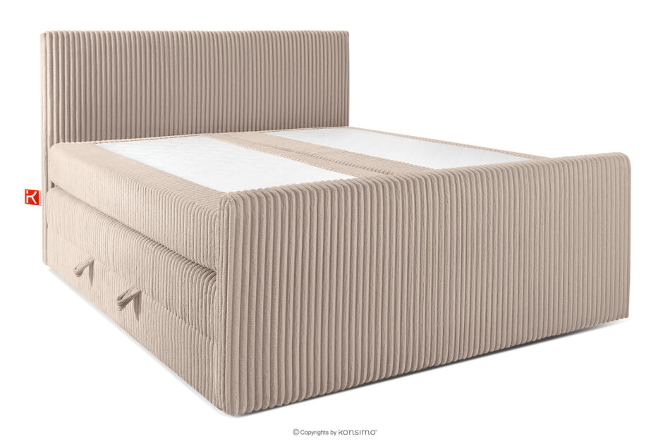 STRIX PRO+ Łóżko kontynentalne dwuosobowe twarde 180 cm podwójny materac + topper Visco tkanina sztruks taupe taupe - zdjęcie 2