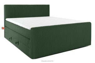 STRIX PRO+, https://konsimo.pl/kolekcja/strix-pro-2/ Łóżko kontynentalne dwuosobowe średniotwarde 200 cm podwójny materac + topper HR tkanina sztruks ciemny zielony ciemny zielony - zdjęcie