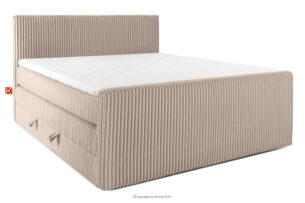 STRIX PRO+, https://konsimo.pl/kolekcja/strix-pro-2/ Łóżko kontynentalne dwuosobowe średniotwarde 200 cm podwójny materac + topper HR tkanina sztruks taupe taupe - zdjęcie