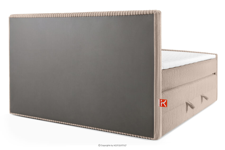 STRIX PRO+ Łóżko kontynentalne dwuosobowe średniotwarde 200 cm podwójny materac + topper HR tkanina sztruks taupe taupe - zdjęcie 6