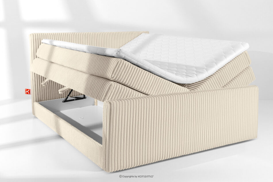 STRIX PRO+ Łóżko kontynentalne dwuosobowe średniotwarde 200 cm podwójny materac + topper Visco tkanina sztruks beżowy beżowy - zdjęcie 7