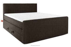 STRIX PRO+, https://konsimo.pl/kolekcja/strix-pro-2/ Łóżko kontynentalne dwuosobowe średniotwarde 200 cm podwójny materac + topper Visco tkanina sztruks ciemny brązowy ciemny brązowy - zdjęcie
