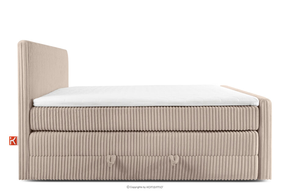 STRIX PRO+ Łóżko kontynentalne dwuosobowe średniotwarde 200 cm podwójny materac + topper Visco tkanina sztruks taupe taupe - zdjęcie 5