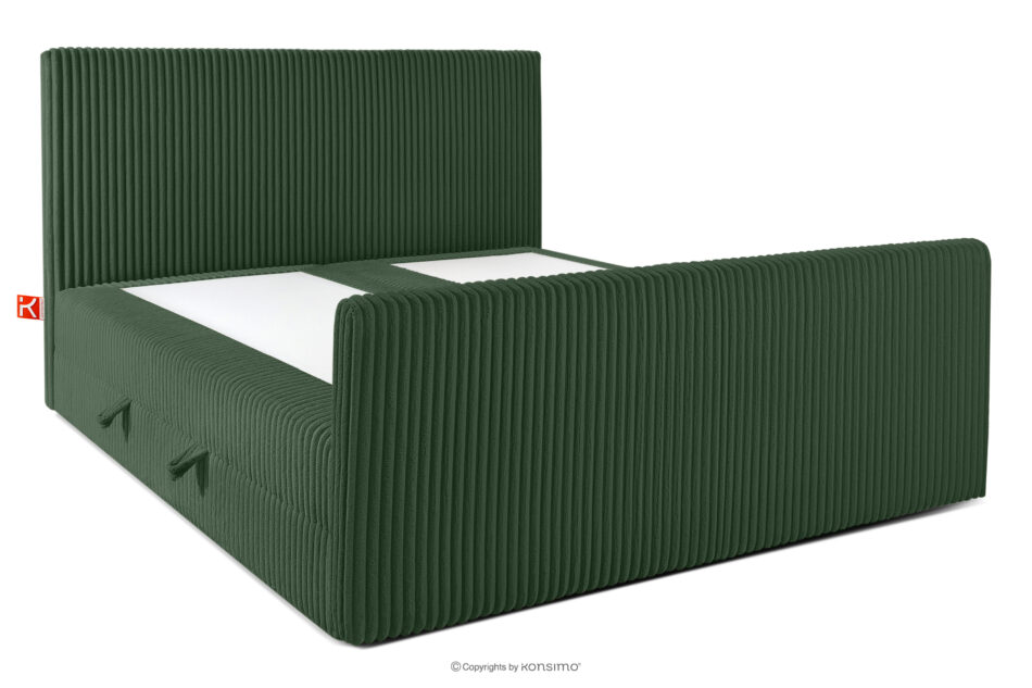 STRIX PRO+ Łóżko kontynentalne dwuosobowe twarde 200 cm podwójny materac + topper HR tkanina sztruks ciemny zielony ciemny zielony - zdjęcie 3