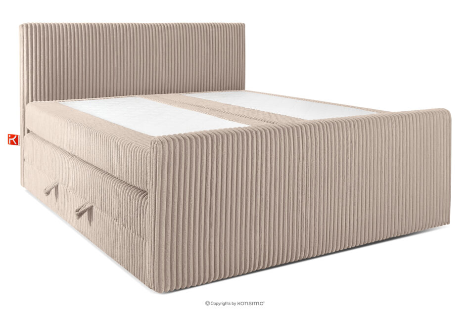 STRIX PRO+ Łóżko kontynentalne dwuosobowe twarde 200 cm podwójny materac + topper HR tkanina sztruks taupe taupe - zdjęcie 2