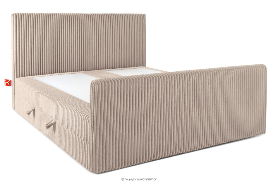 STRIX PRO+ Łóżko kontynentalne dwuosobowe twarde 200 cm podwójny materac + topper HR tkanina sztruks taupe taupe - zdjęcie 3